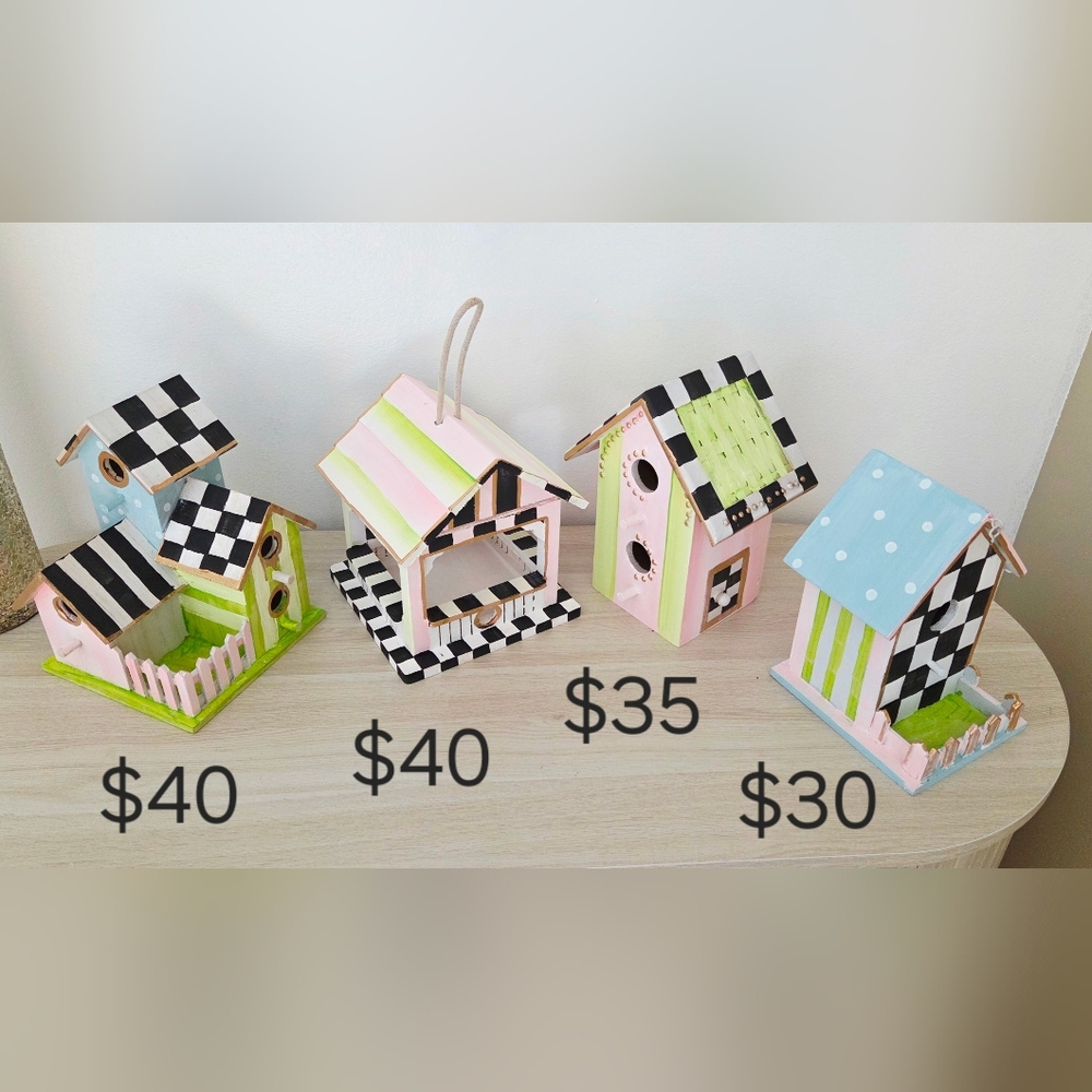 New!Hand- Painted, Checked,Colorful Birdhouse!